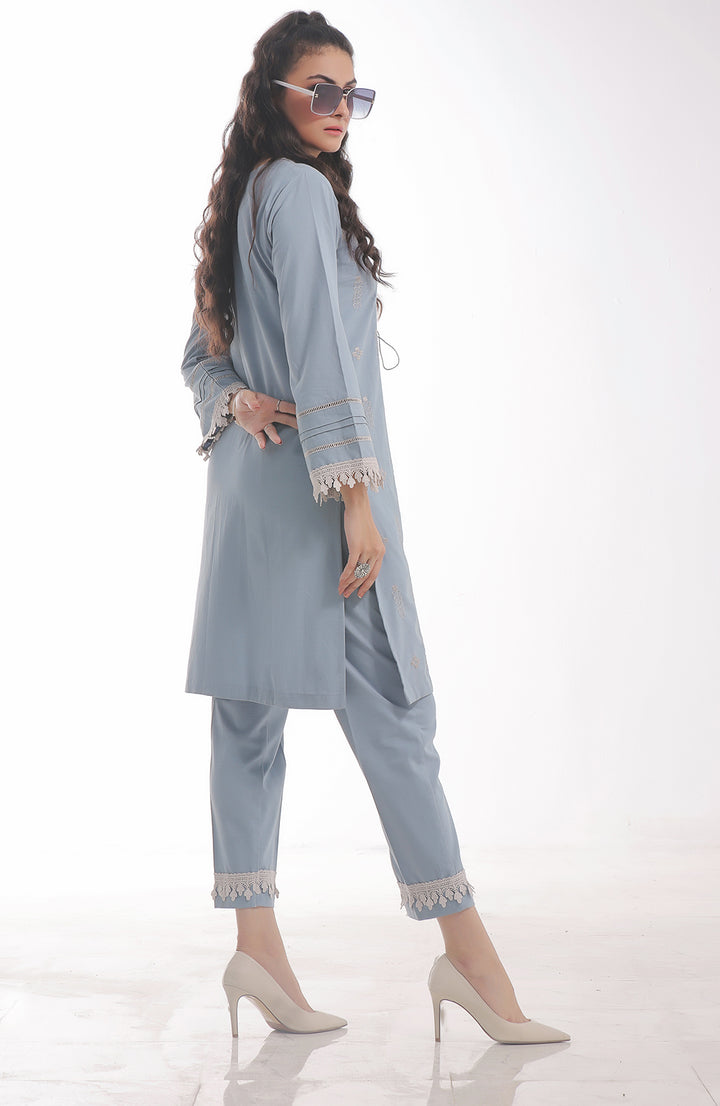 Lilac | Co-ords Stitched 2PC Khaddar Solid Embroidered