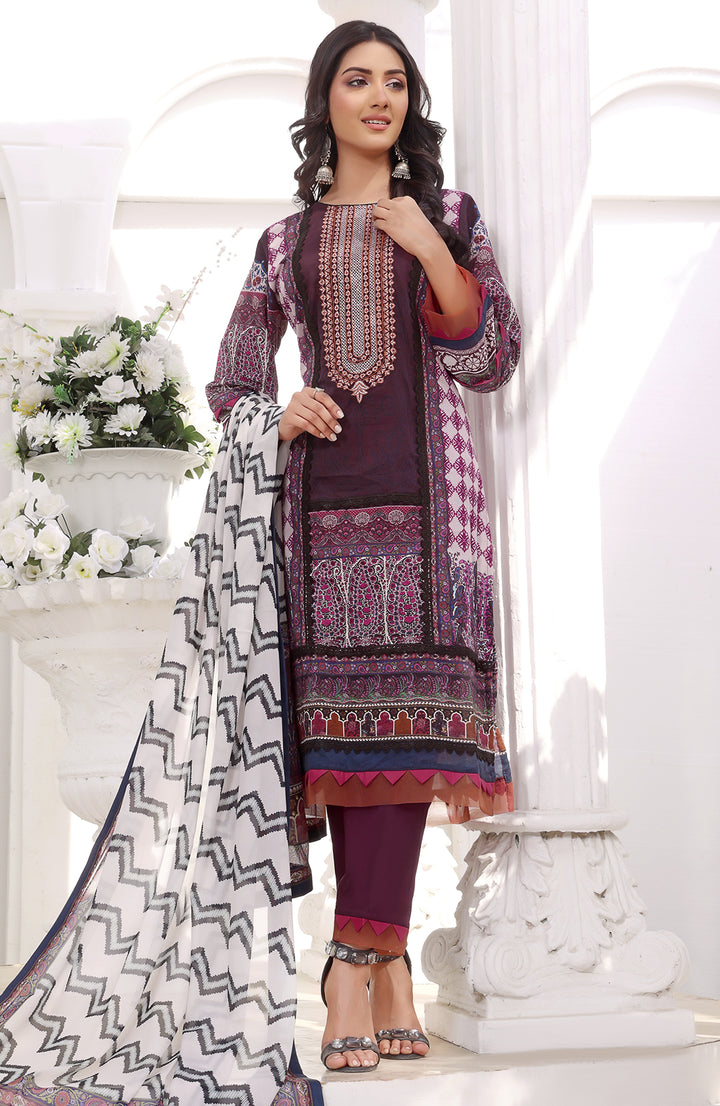 Rose Madder | Embroidered Lawn 3PC Pret