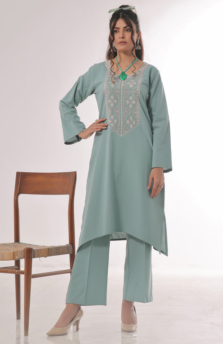 Blue Bell | Co-ords Stitched 2PC Khaddar Solid Embroidered