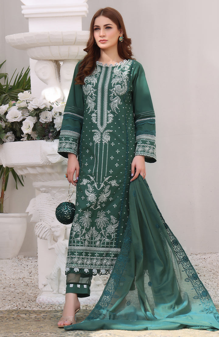 Sage | Dyed Cotton 3PC Embroidered Luxury Pret Ready-to-Wear