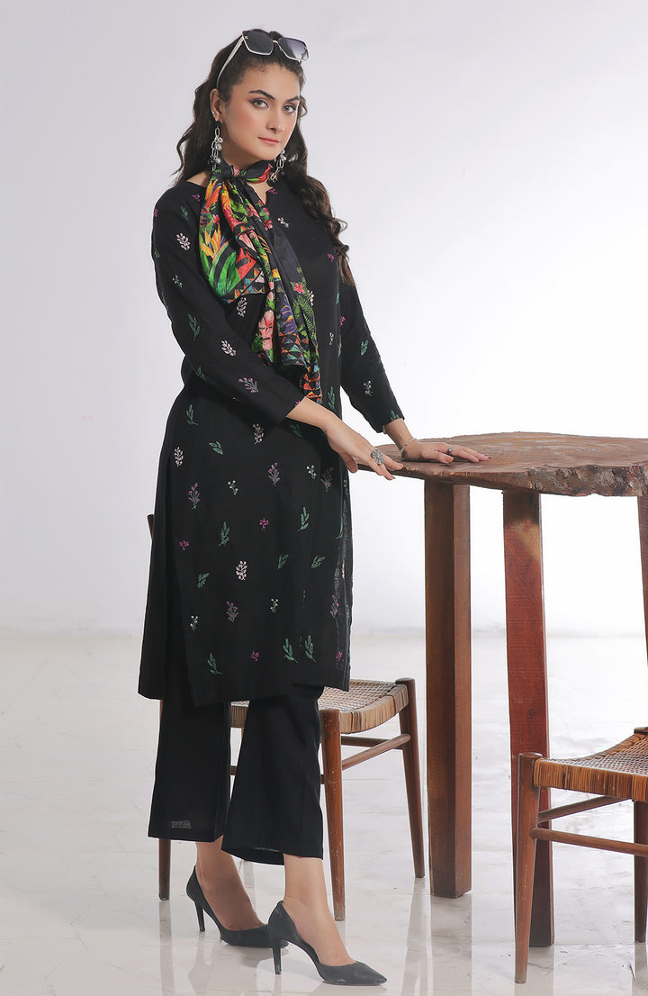 Cosmos | Co-ords Stitched 2PC Khaddar Solid Embroidered