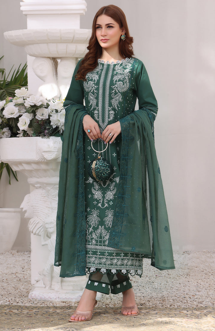 Sage | Dyed Cotton 3PC Embroidered Luxury Pret