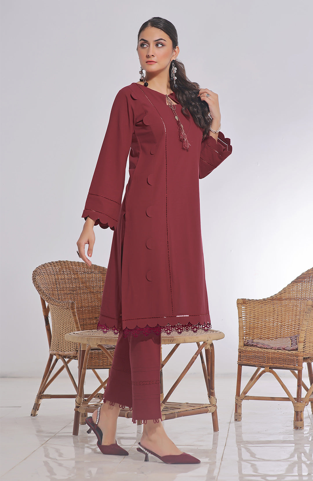 Geranium | Co-ords Stitched 2PC Khaddar Solid