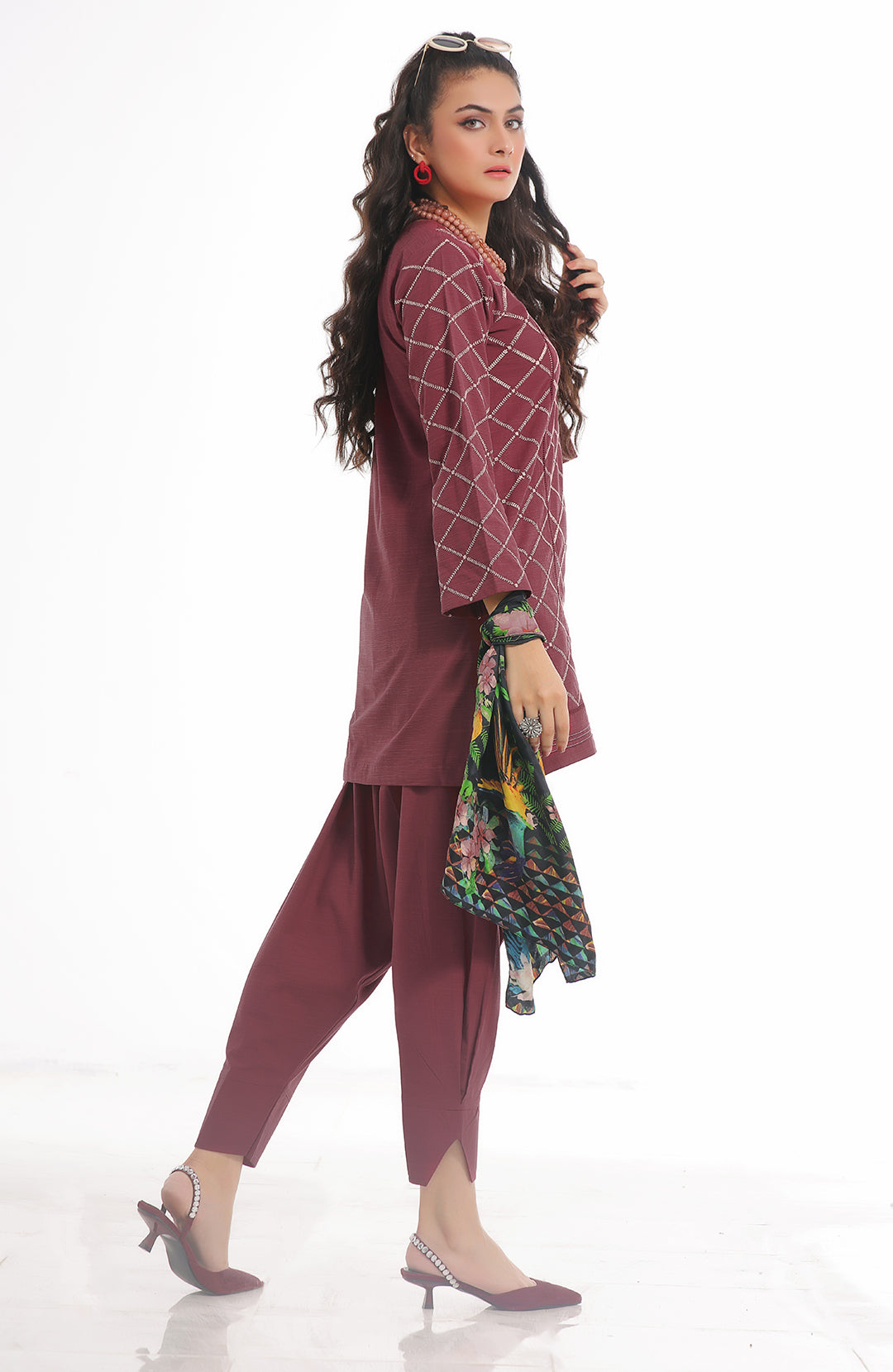 Magnolia | Co-ords Stitched 2PC Khaddar Solid Embroidered