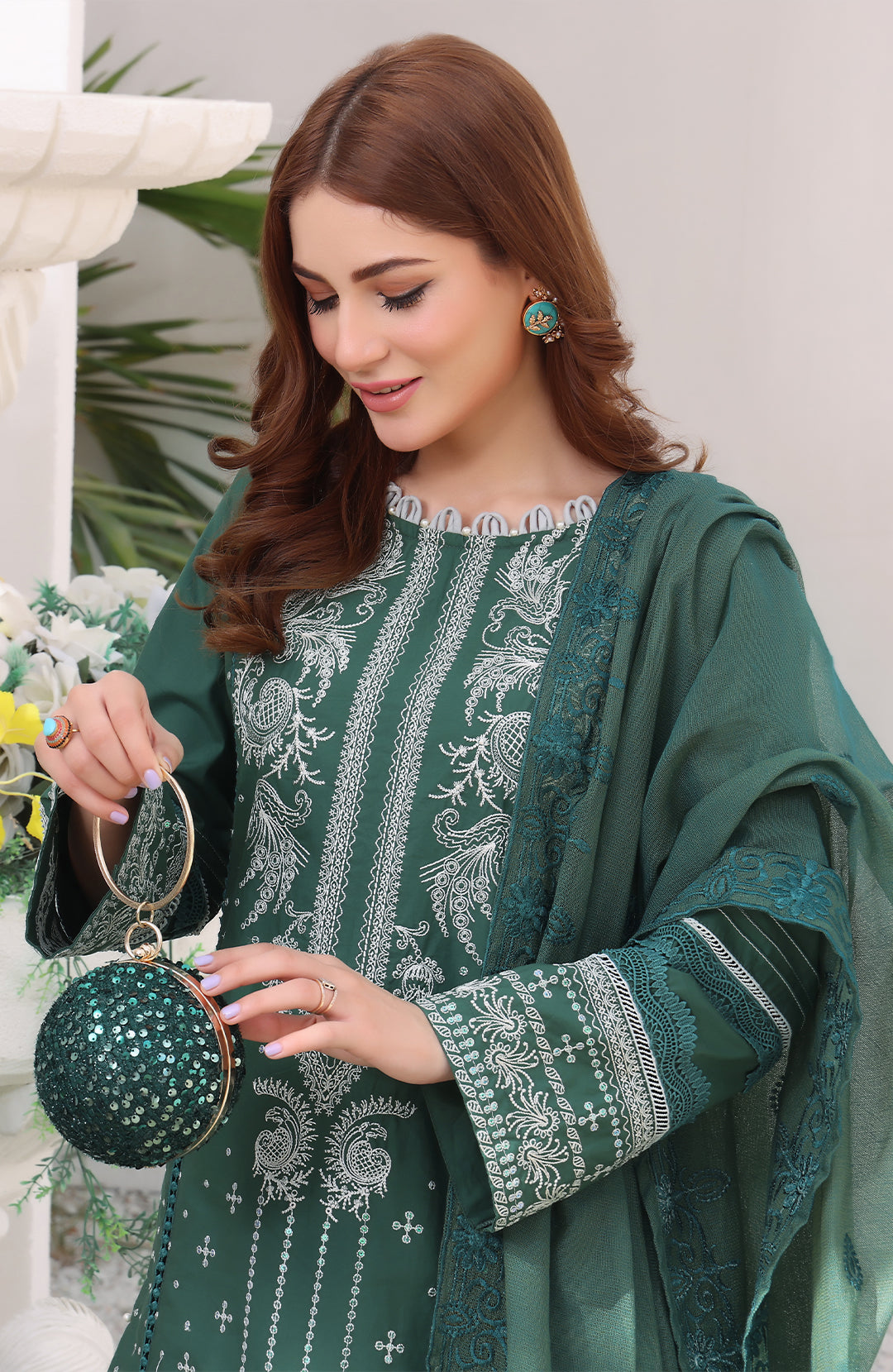 Sage | Dyed Cotton 3PC Embroidered Luxury Pret Ready-to-Wear
