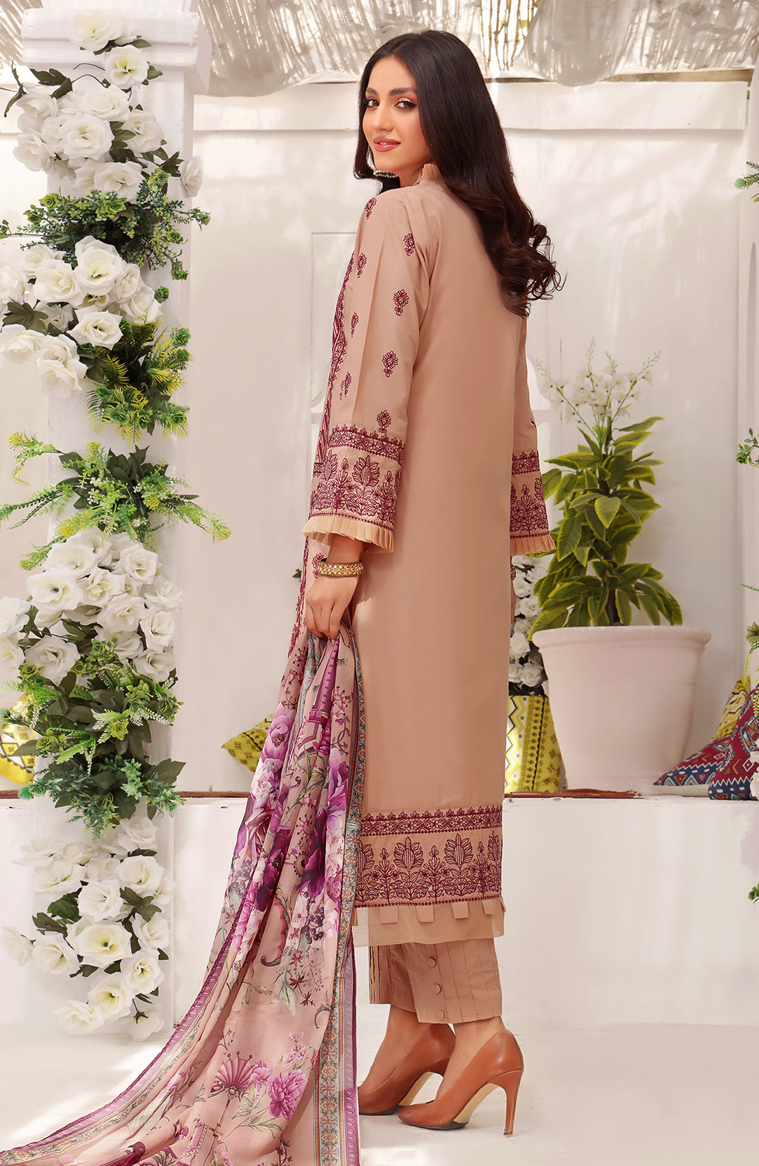 Blush | 3-Pc Stitched Lawn Embroidered Suit