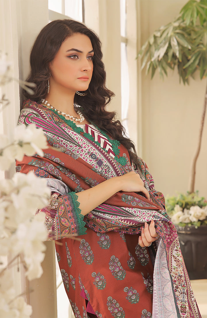 Calla Lily | Stitched 3PC Printed Khaddar Shirt With Printed Khaddar Shawl