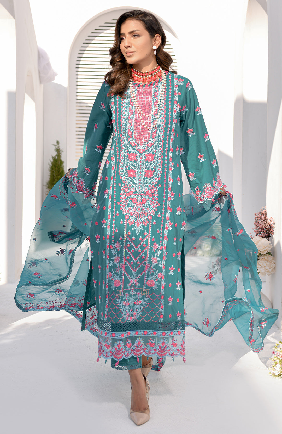 Monsoon | 3-Pc Lawn Embroidered Suit