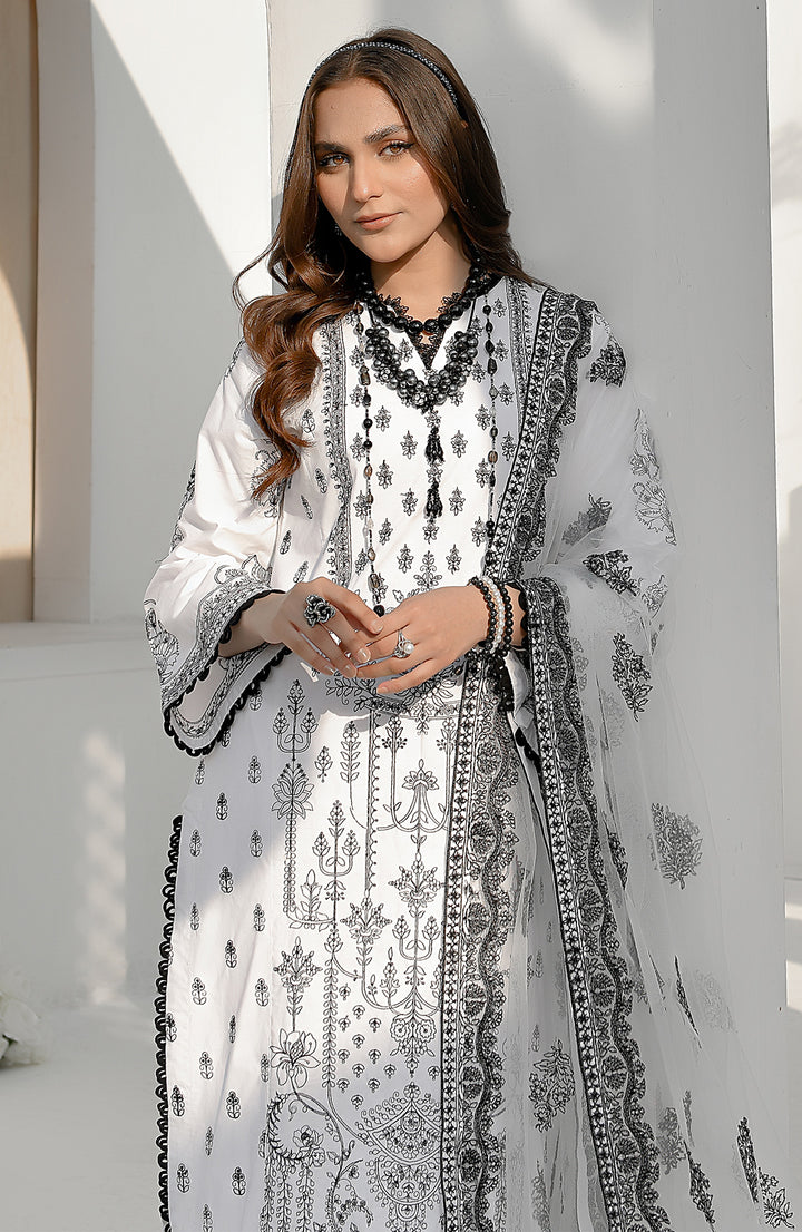Ivory | 3-Pc Cotton Embroidered Suit
