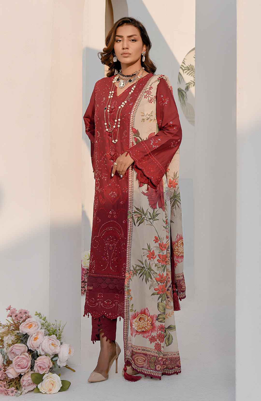Radiant Rose | 3-Pc Lawn Embroidered Suit