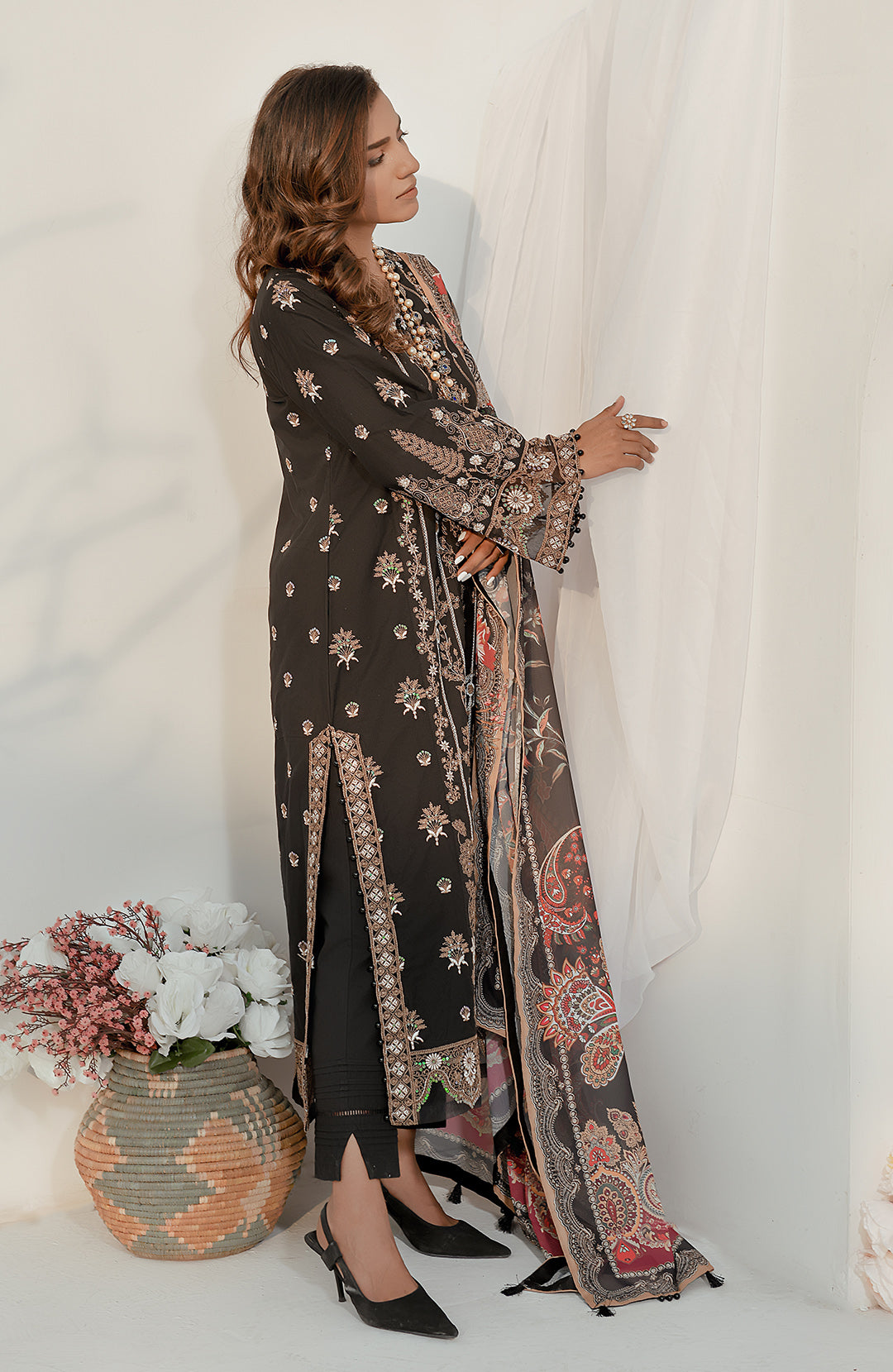 Royale | 3-Pc Cotton Embroidered Suit