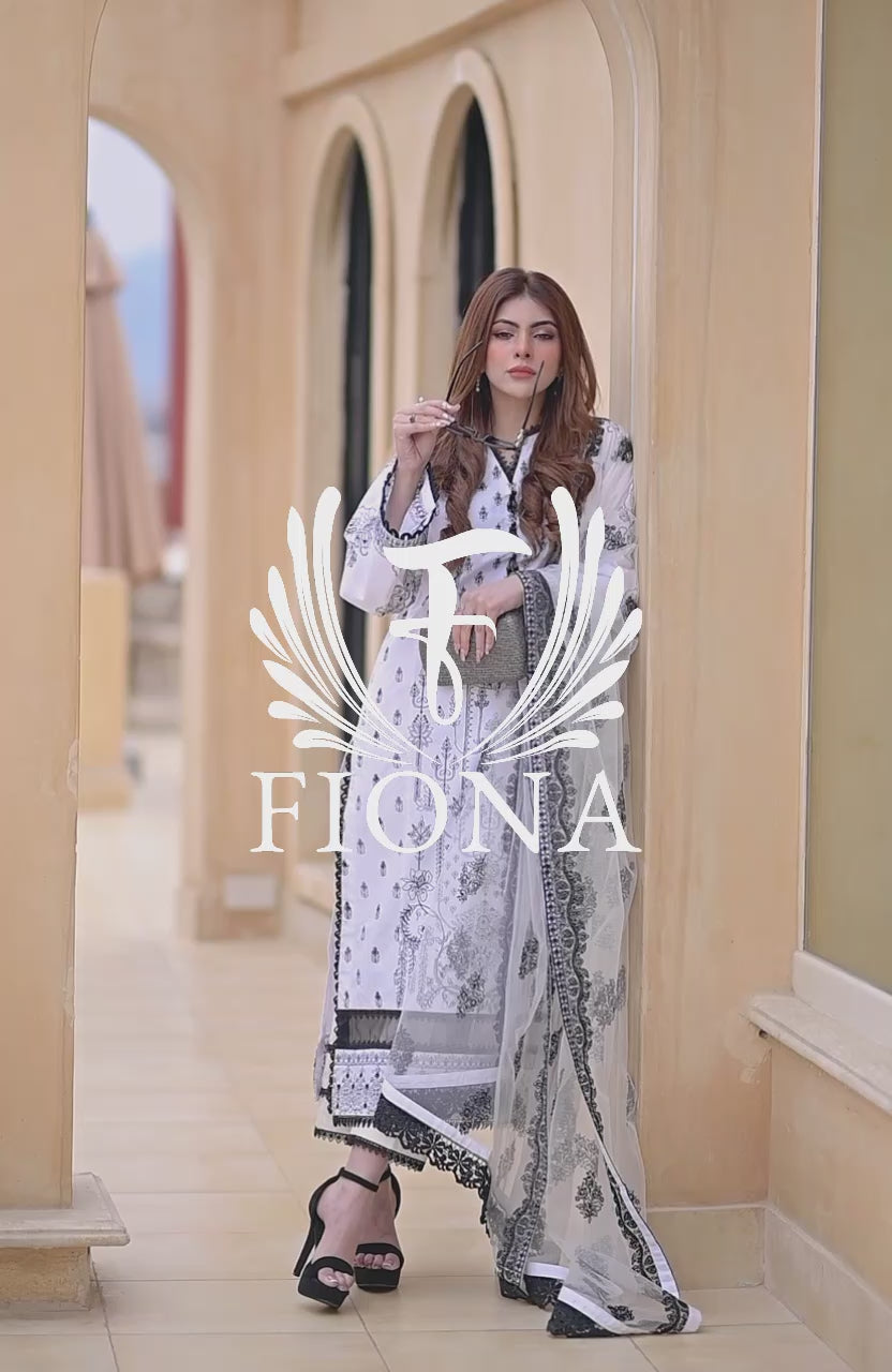 Ivory | 3-Pc Cotton Embroidered Suit