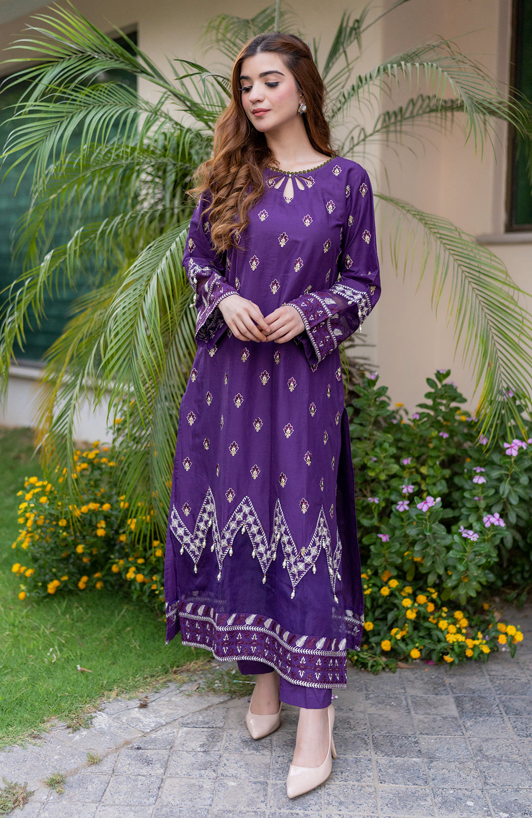 Aster | 3-PC Stitched Embroidered Cotton Luxury Suit