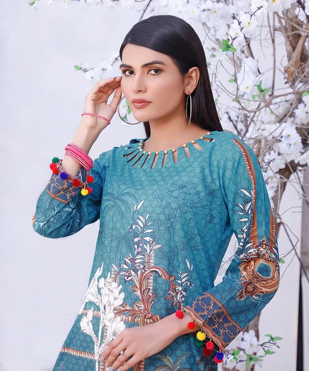 Azure Turquoise | Lawn 1 Pc - Fiona