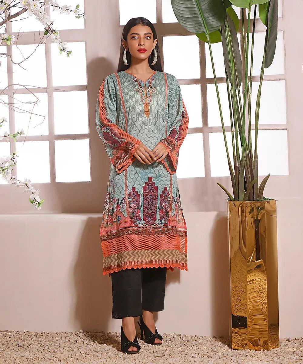 Green Turquoise | Lawn 1 Pc - Fiona