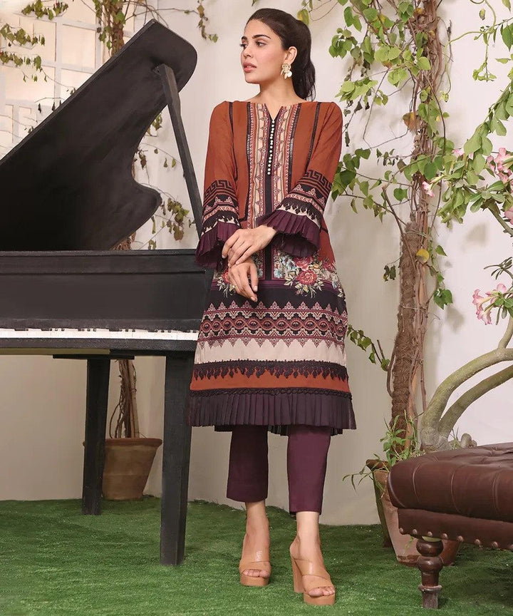 Nut brown | Lawn 1 Pc - Fiona